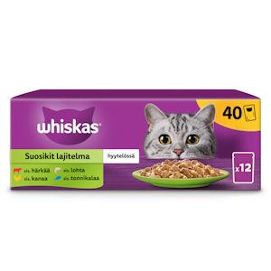 Whiskas 1+ Suosikit lajitelma hyytelössä 42x40x85g PUOLILAVA