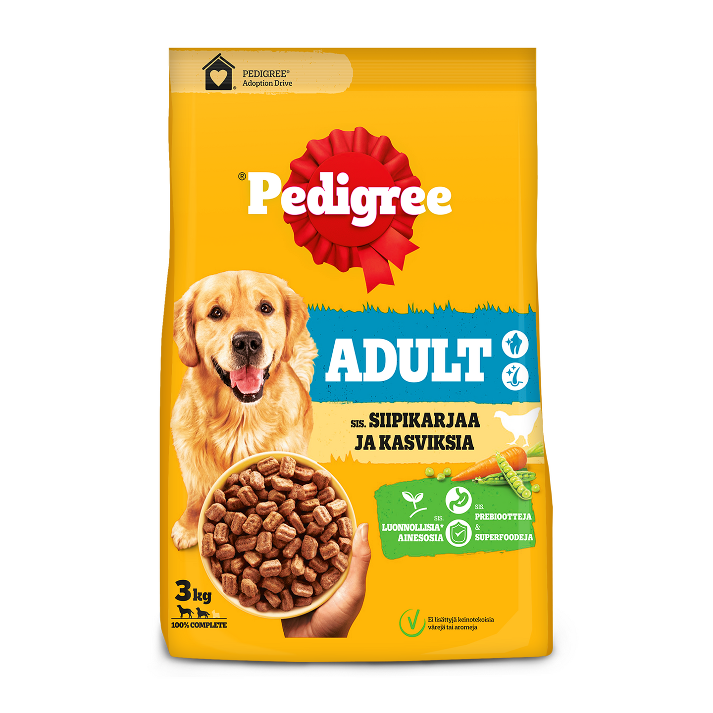 Pedigree Adult koiran kuivaruoka 3kg siipikarja-kasvis