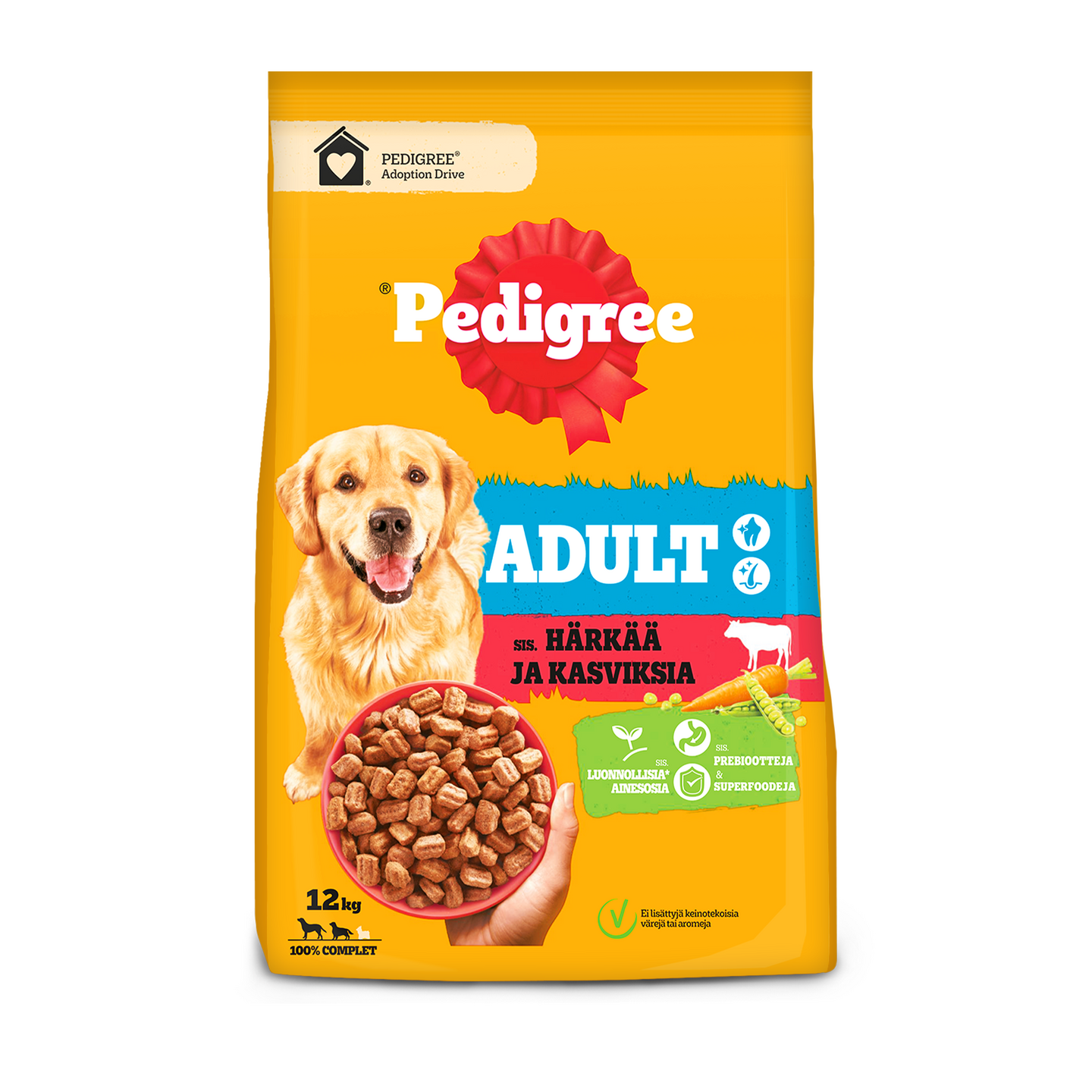 Pedigree Adult koiran kuivaruoka 12kg härkä-kasvis