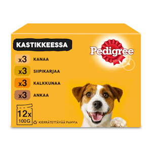 Pedigree 12x100g Adult kastikelajitelma kanaa, siipikarjaa, kalkkunaa ja ankkaa