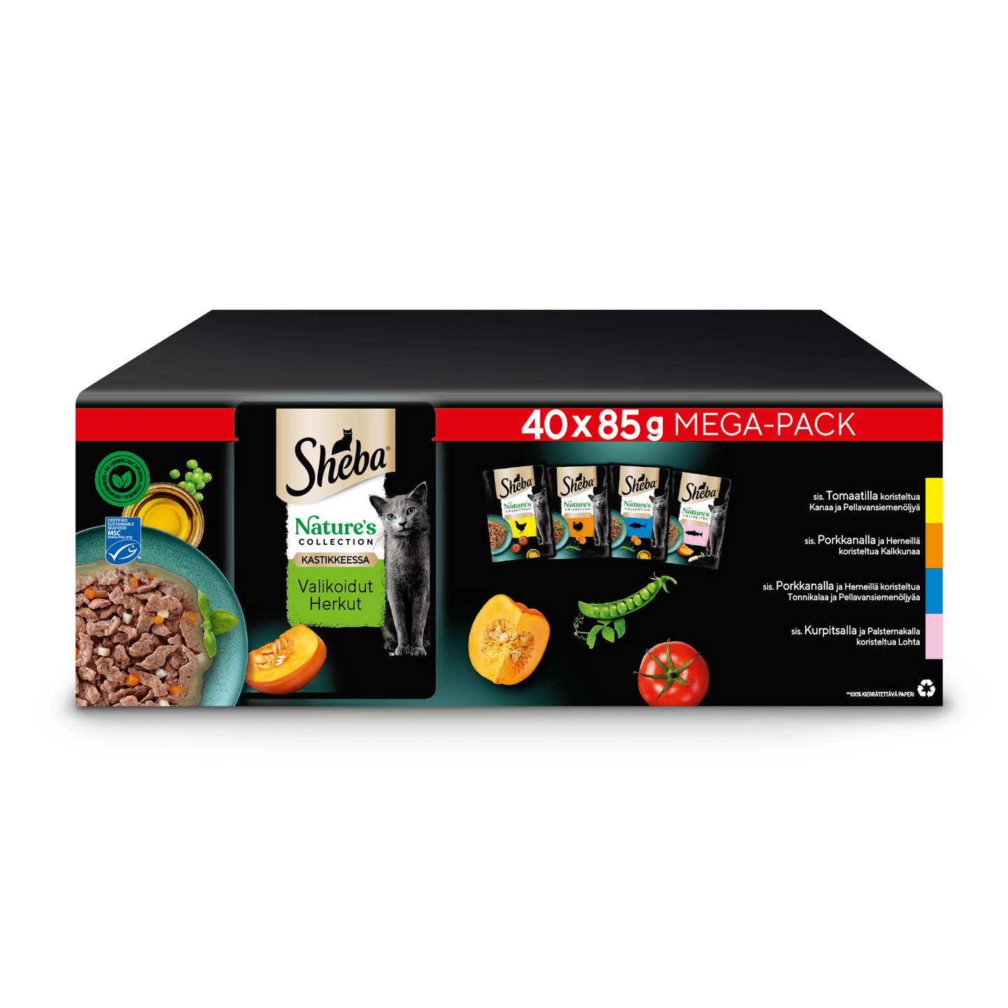 Sheba Natures Collection valikoidut herkut kastikkeessa MSC 40x85g