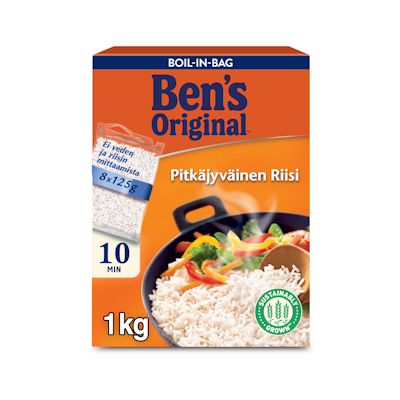 Ben's Original Pitkäjyväinen riisi keitinpusseissa 8x125g