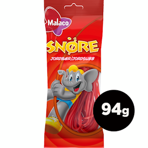 Malaco Snöre 94g Mansikkanauha