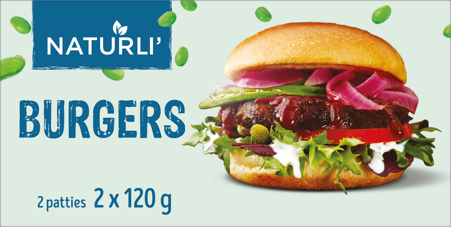 Naturli burgers vegaaninen hampurilaispihvi 2x120g pakaste