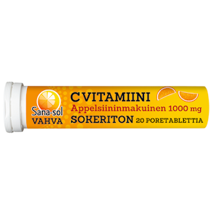 Sana-sol 1000mg C-vitamiini vahva Appelsiininmakuinen 20 poretablettia 84g