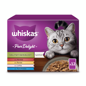 Whiskas 1+ Pure Delight valitut suikaleet hyytelössä 12x85g