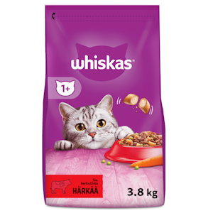 Whiskas 1+ kissan kuivaruoka 3,8kg härkä