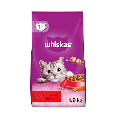 Whiskas 1+ kissan kuivaruoka 1,9kg härkä