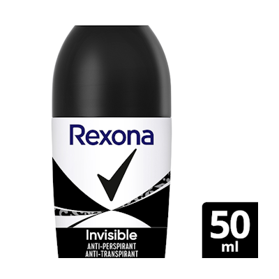 Rexona Antiperspirantti Deo Roll-On 50ml 48h Invisible on black and white clothes