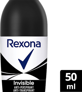 Rexona Antiperspirantti Deo Roll-On 50ml 48h Invisible on black and white clothes