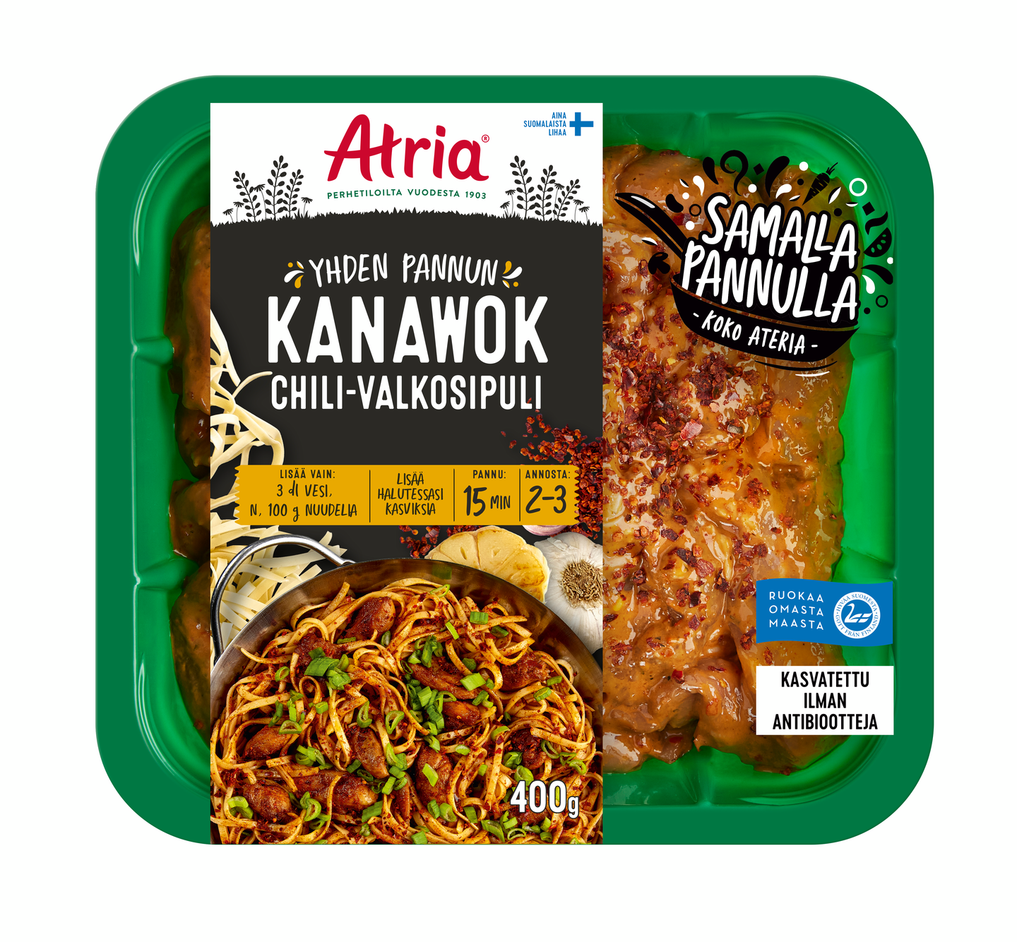 Atria Yhden pannun kanawok chili-valkosipuli 400 g