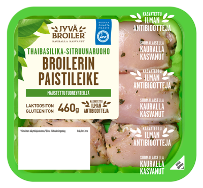 Jyväbroiler Broilerin Paistileike Thaibasilika-Sitruunaruoho 460g