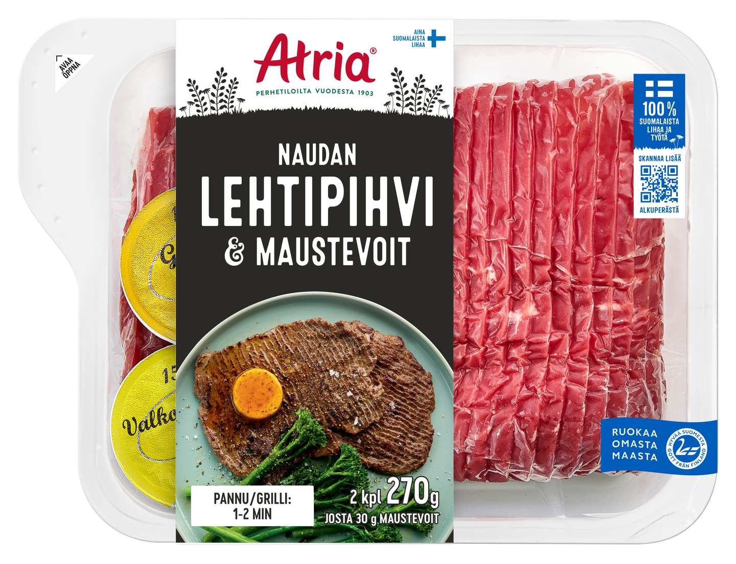 Atria Naudan lehtipihvi ja maustevoit 270g