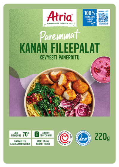 Atria kevyesti paneroidut kanan fileepalat 220g