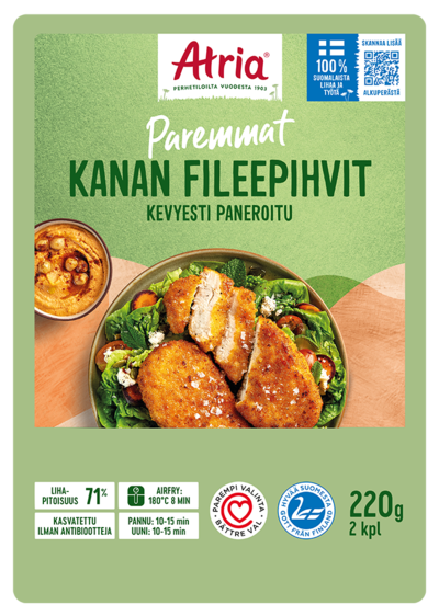 Atria kevyesti paneroidut kanan fileepihvit 220g