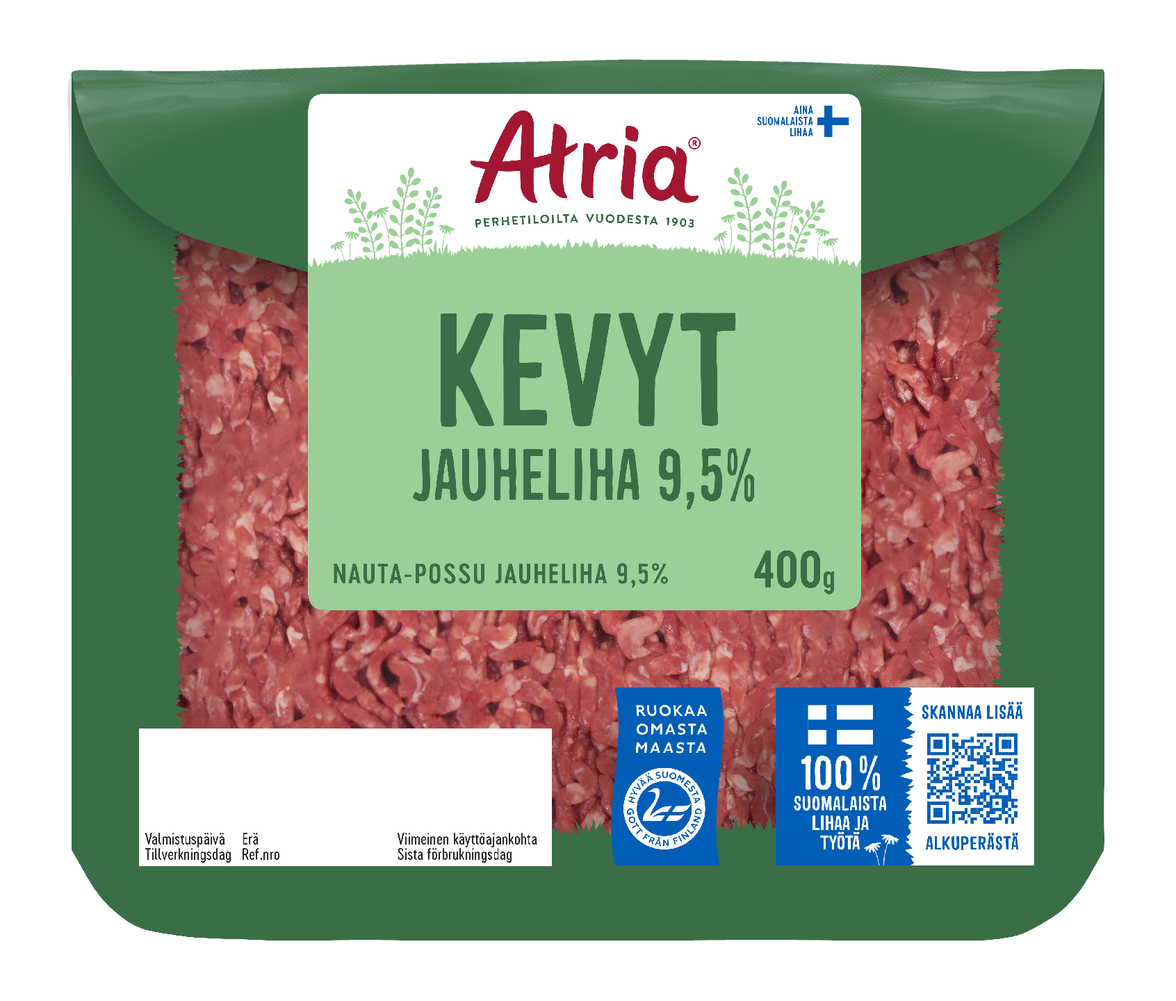 Atria kevyt nauta-sika jauheliha 9,5% 400g
