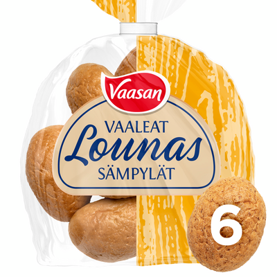 Vaasan vaaleat lounassämpylät 6kpl/300g