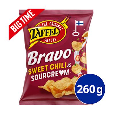 Taffel Bravo sourcream & sweet chili maustettu sipsi 260g