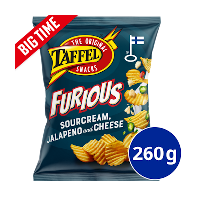 Taffel Furious sourcream chili jalapeno & cheese maustettu sipsi 260g