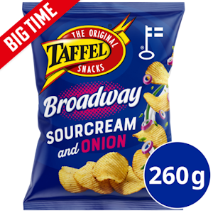 Taffel Broadway sourcream & onion maustettu sipsi 260g