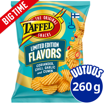 Taffel LTD Flavors chili, valkosipuli, kumina ja korianteri maustettu sipsi 260g