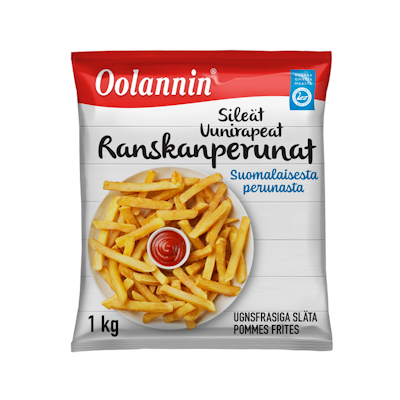 Oolannin uunirapeat sileät ranskanperunat 1kg pakaste