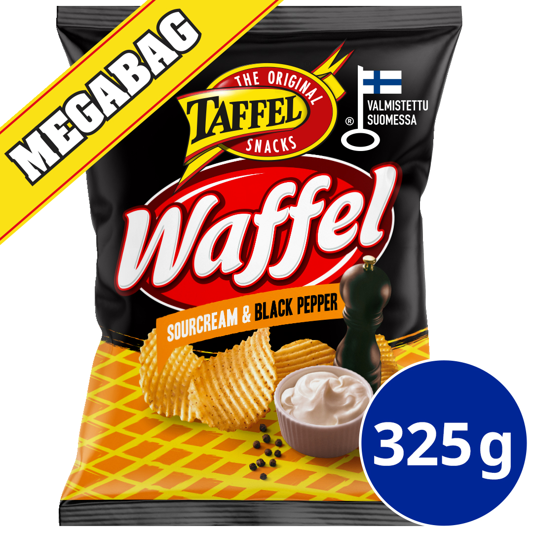 Taffel sipsi Waffel 325g ranskankerma&mustapippuri perunalastu