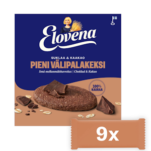 Elovena pieni välipalakeksi 9x18g suklaa 100% kaura