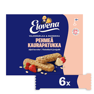 Elovena pehmeä kaurapatukka 6x30g valkosuklaa-mansikka