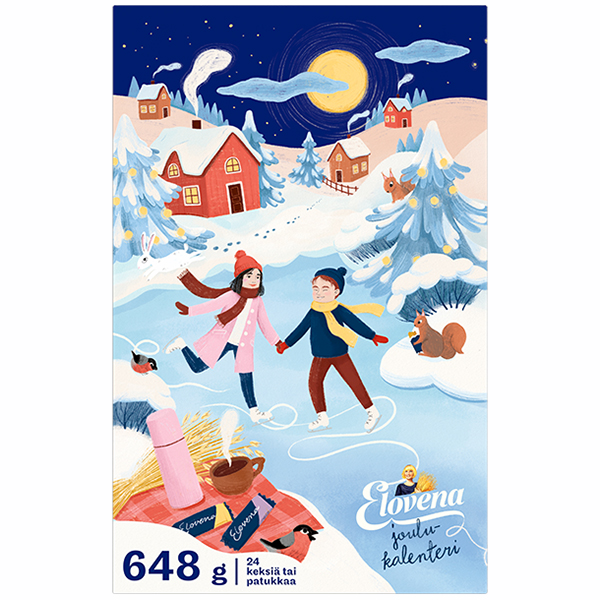 Elovena välipalakeksi ja -patukka joulukalenteri 648g