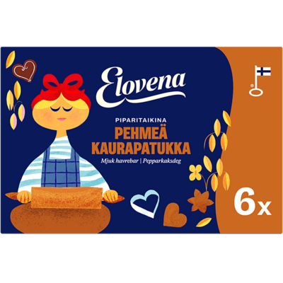 Elovena 6x30g piparitaikinanmakuinen pehmeä kaurapatukka