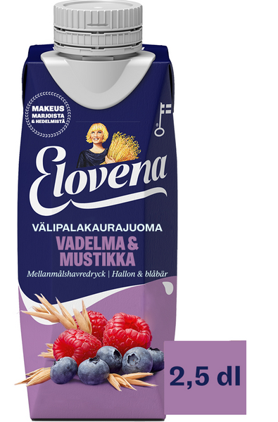 Elovena välipalakaurajuoma 2,5dl vadelma-mustikka