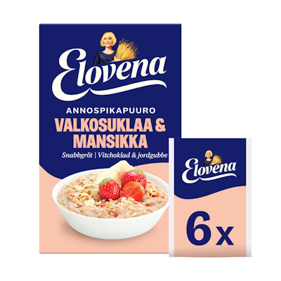 Elovena 6x35g annospikapuuro valkosuklaa-mansikka