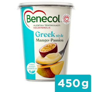 Benecol mango-passionhedelmä kreikkalaistyylinen jogurtti 450g