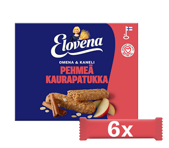 Elovena 6x30g omena-kaneli pehmeä kaurapatukka