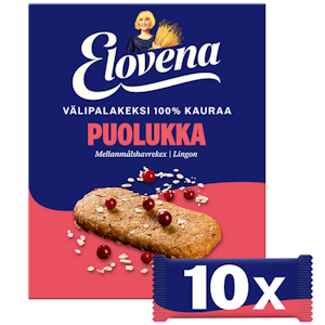 Elovena välipalakeksi 10x30g kaura puolukka