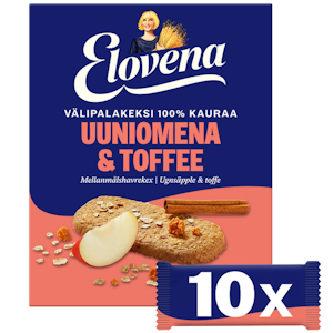 Elovena välipalakeksi 10x30g Uuniomena & Toffee