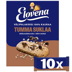 Elovena välipalakeksi 10x30g tumma suklaa