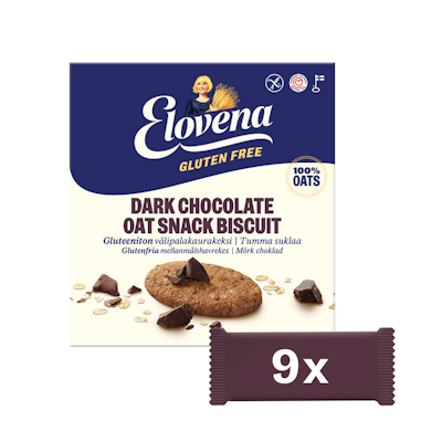 Elovena välipalakaurakeksi 9x18g tumma suklaa gluteeniton