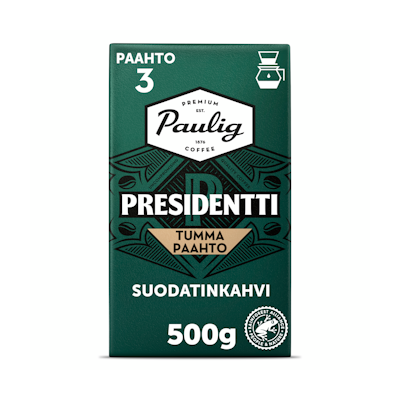 Presidentti Tumma Paahto kahvi 500g suodatinjauhettu RFA