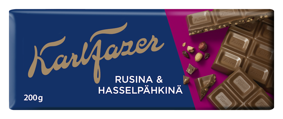 Karl Fazer Pähkinä-Rusina maitosuklaalevy 200g