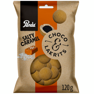 Panda Choco & Lakrits salty caramel karkkipussi 120g