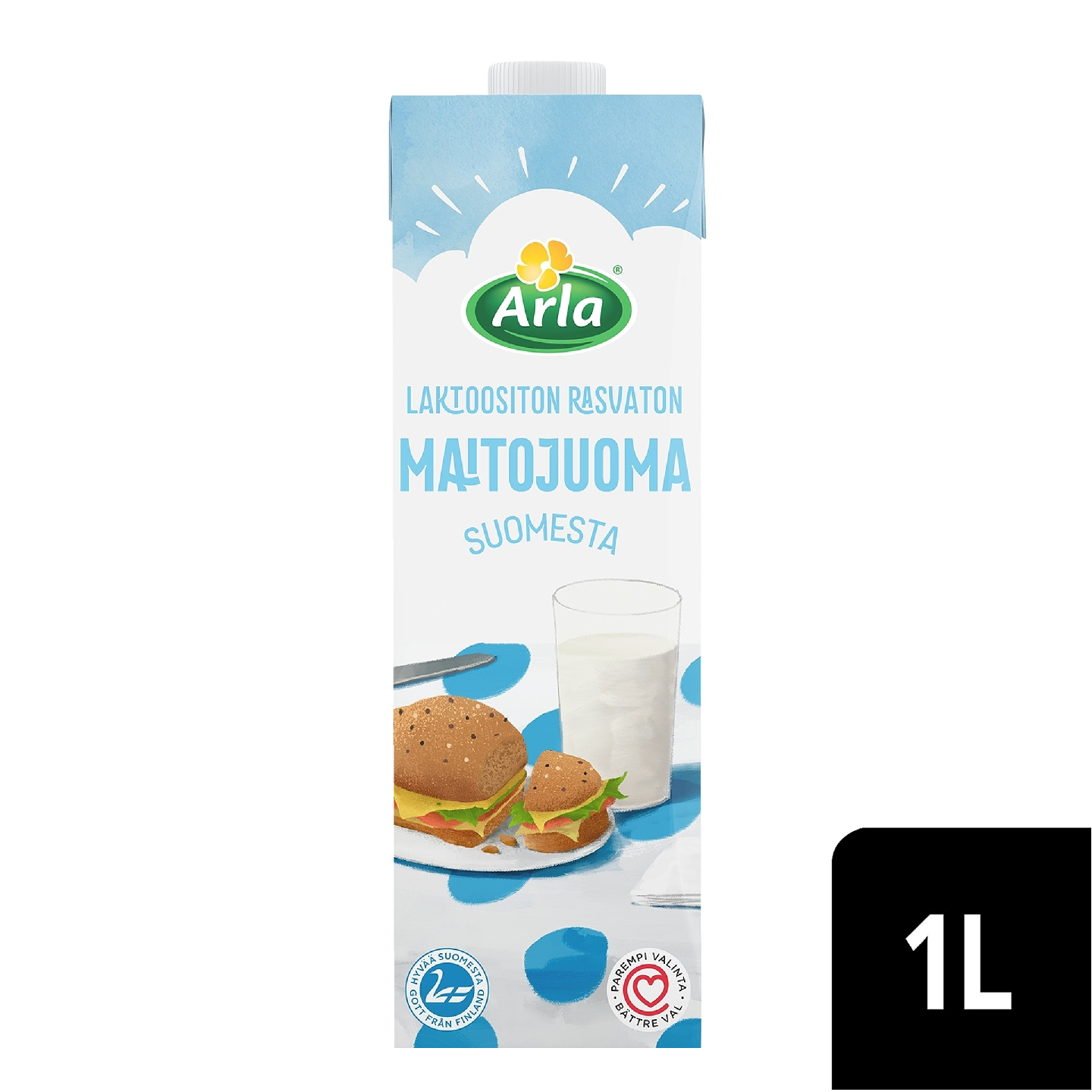 Arla rasvaton maitojuoma 1l laktoositon UHT