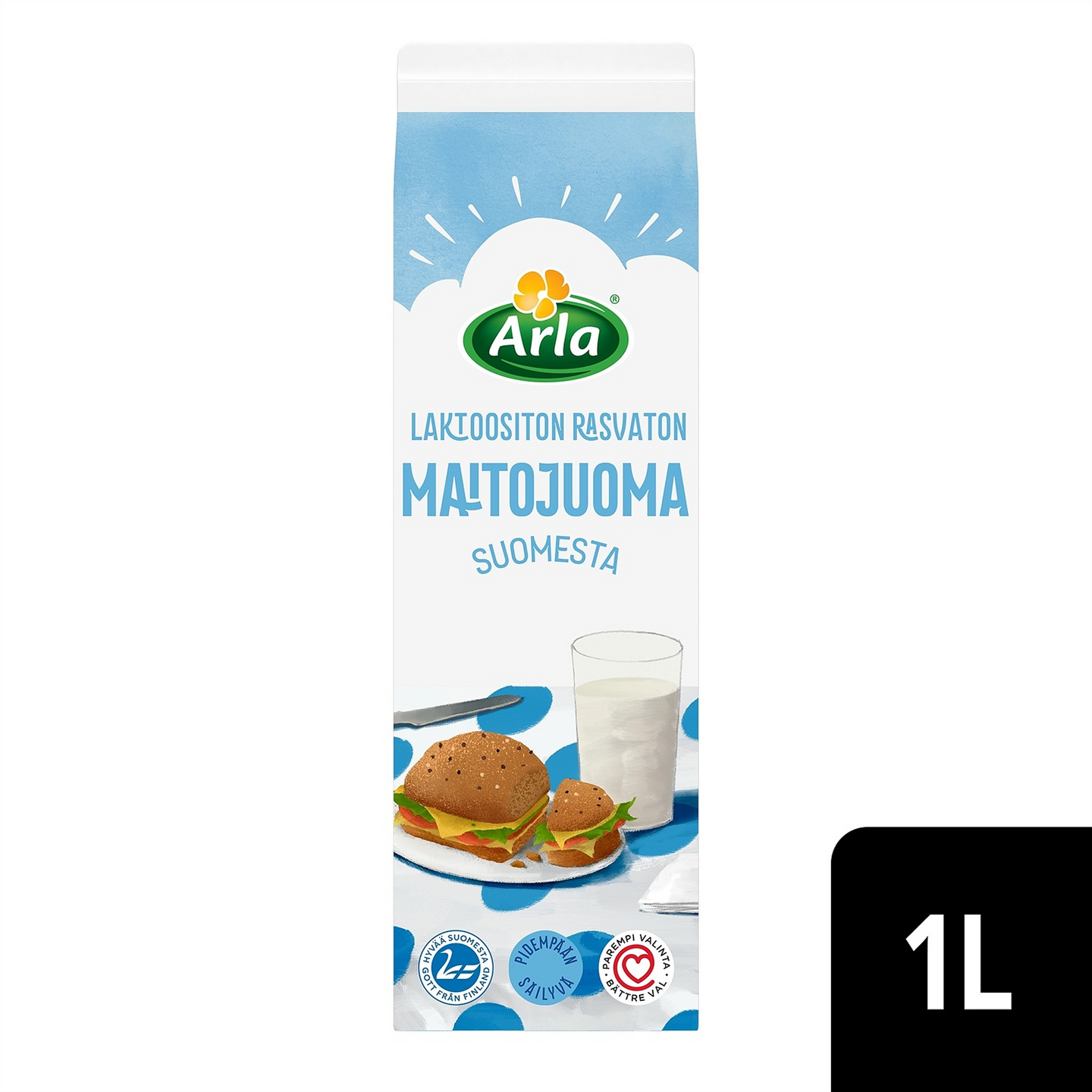 Arla laktoositon rasvaton maitojuoma 1l ESL