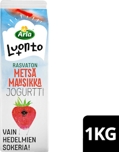 Arla Luonto+ AB jogurtti 1kg metsämansikka rasvaton laktoositon