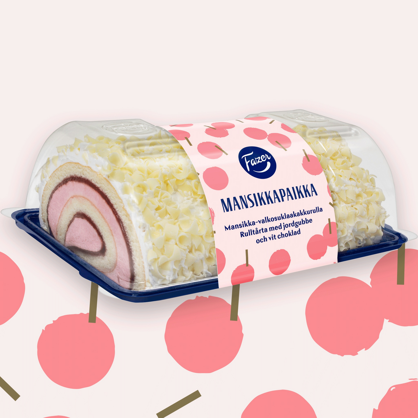 Fazer MansikkaPaikka mansikka-valkosuklaakakkurulla 485g