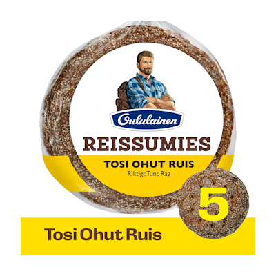 Oululainen Reissumies Tosi Ohut Ruis täysjyväruisleipä 5kpl/175g