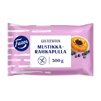 Fazer Gluteeniton mustikka-rahkapulla 4kpl/300g kypsä pakaste