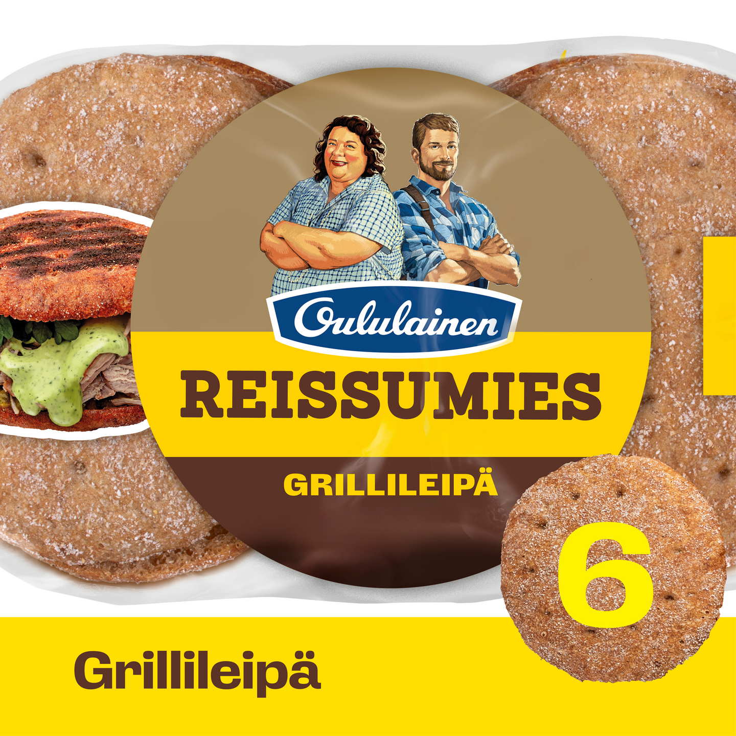 Oululainen Reissumies Mestarileipuri Grillileipä 6kpl/360g vehnäleipä