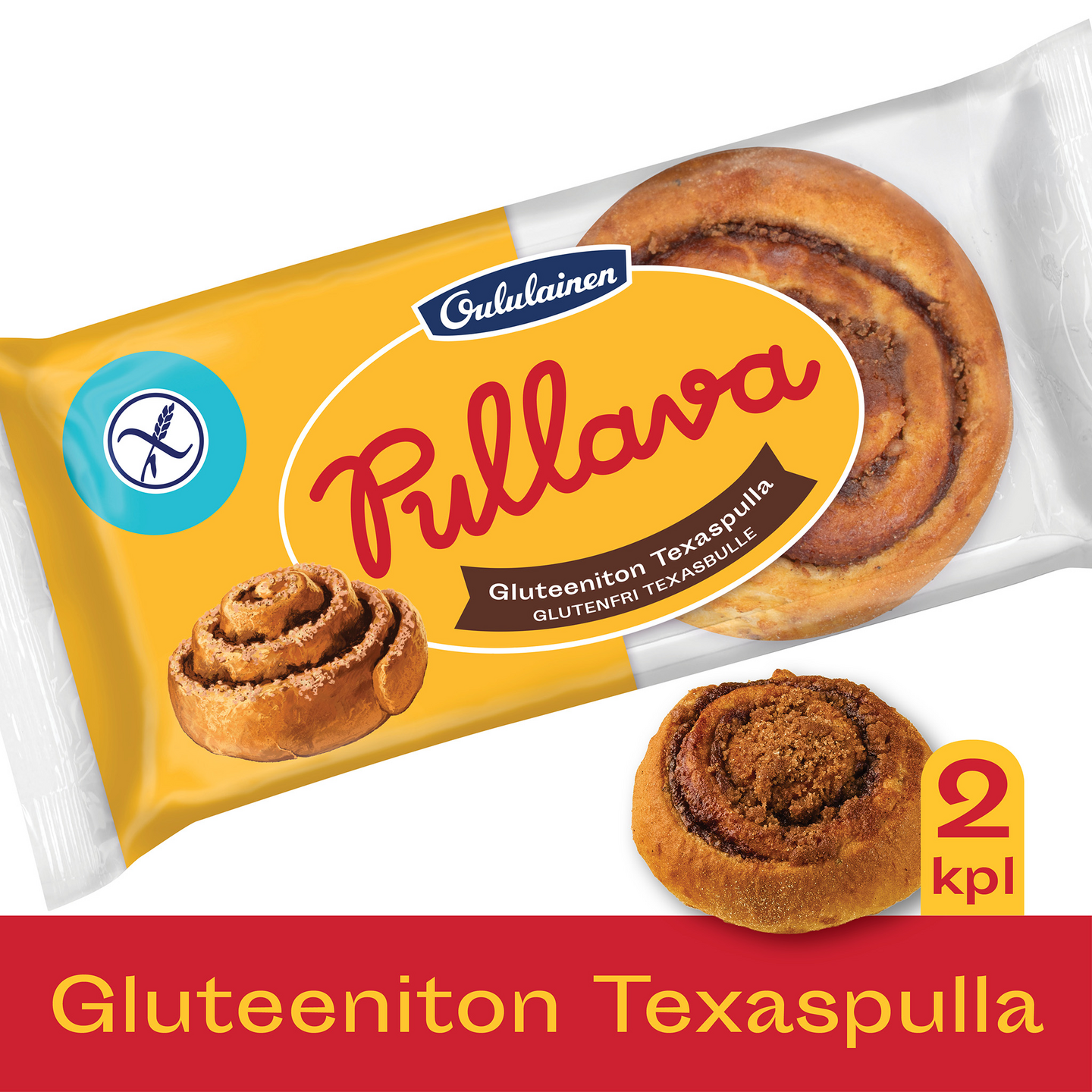 Oululainen Pullava Gluteeniton Texaspulla 2kpl/140g